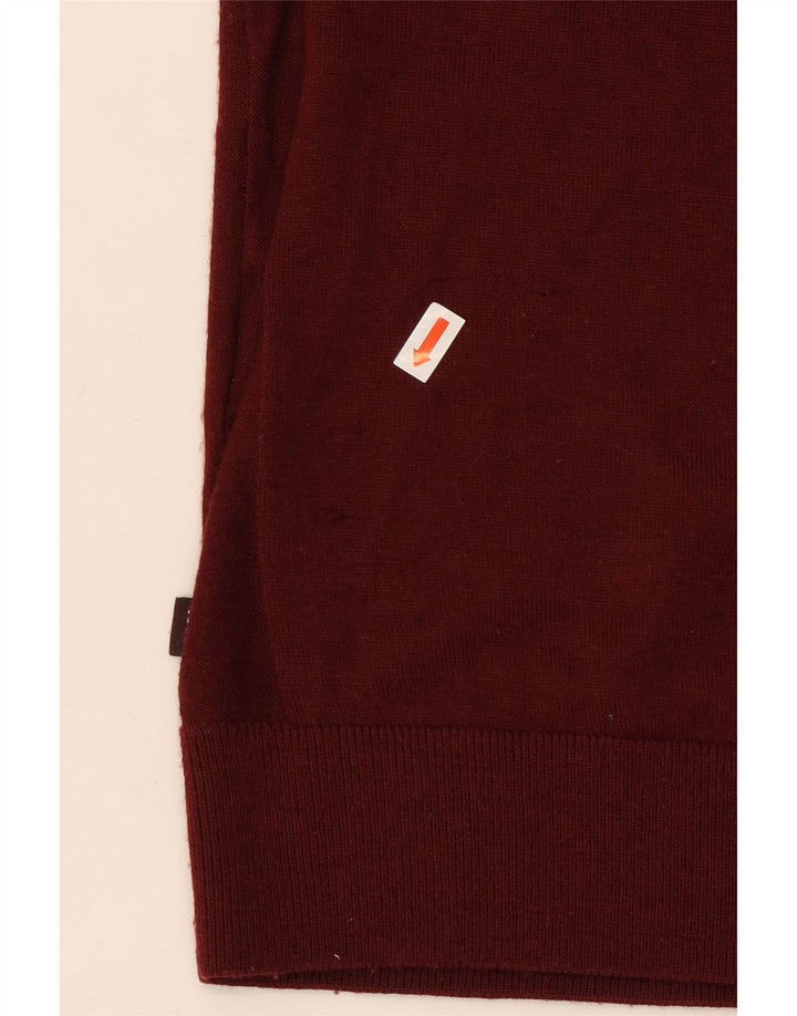 MICHAEL KORS Jersey de cuello redondo para hombre, suéter grande de lana burdeos