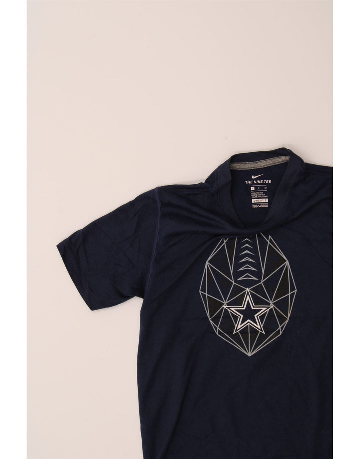 NIKE Boys Dri Fit Graphic T-Shirt Top 8-9 Years Small  Navy Blue Polyester Vintage Nike and Second-Hand Nike from Messina Hembry 