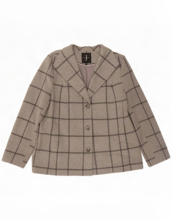 Jasper Conran Chaqueta tipo blazer de 3 botones para mujer UK 46 Lana a cuadros gris grande