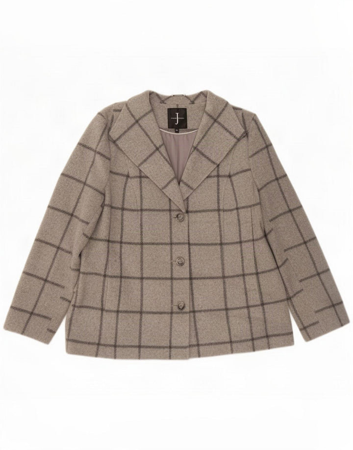 Jasper Conran Chaqueta tipo blazer de 3 botones para mujer UK 46 Lana a cuadros gris grande