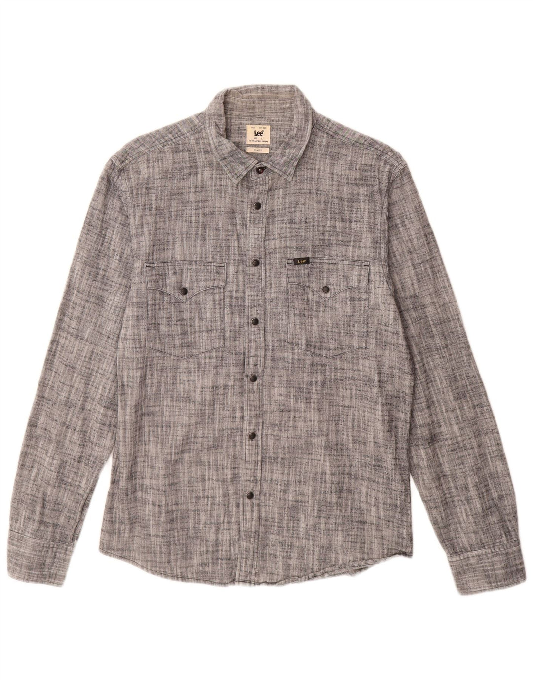 Camisa de franela de corte slim de algodón moteado en gris grande de Lee Hombre