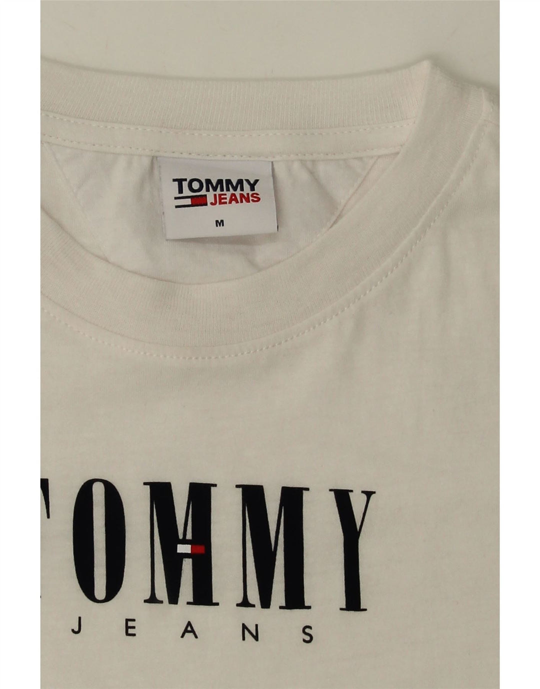 TOMMY HILFIGER Womens Graphic T-Shirt Top UK 12 Medium White Vintage Tommy Hilfiger and Second-Hand Tommy Hilfiger from Messina Hembry 