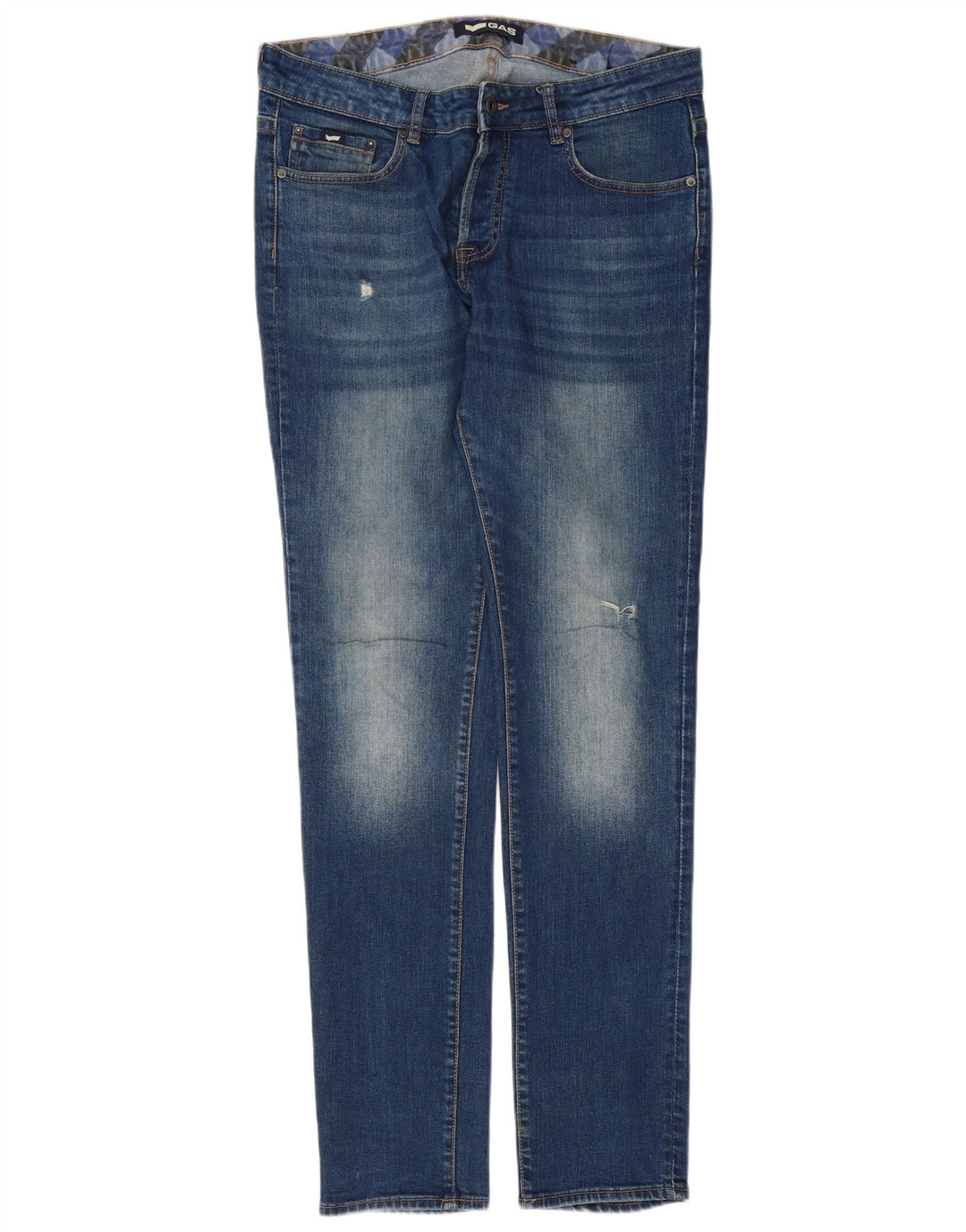 GAS Vaqueros Slim Desgastados para Hombre W34 L34 Algodón Azul