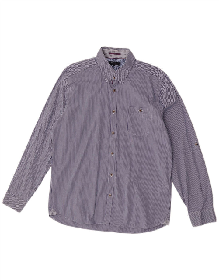 Ted Baker Camisa para hombre Talla 5 XL Algodón a cuadros azul marino