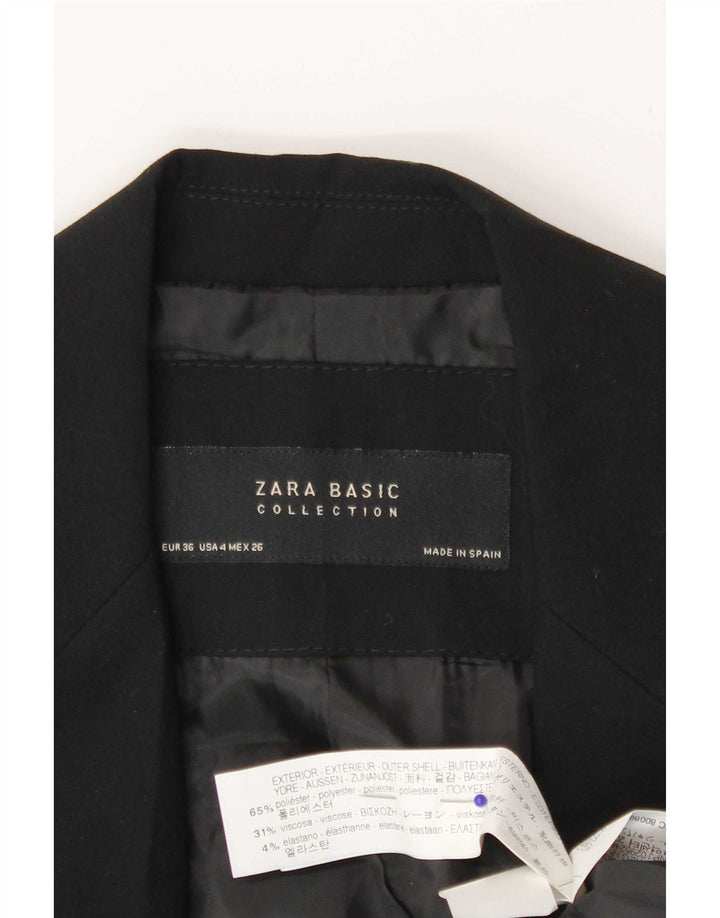 Zara Mujer Chaqueta Blazer De 1 Botón EU 36 XS Negro Poliéster