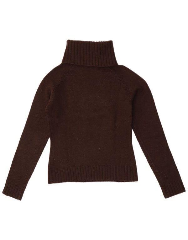 Zara Mujer Roll Neck Jumper Sweater UK 10 Small Marrón Acrílico