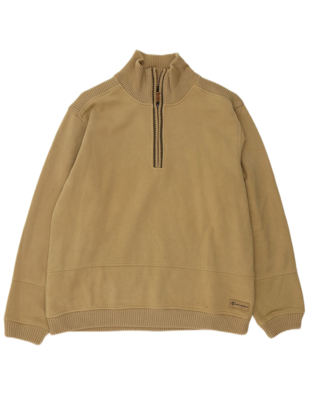 Champion Sudadera Con Cuello Y Cremallera Para Hombre Jersey Grande De Algodón Caqui