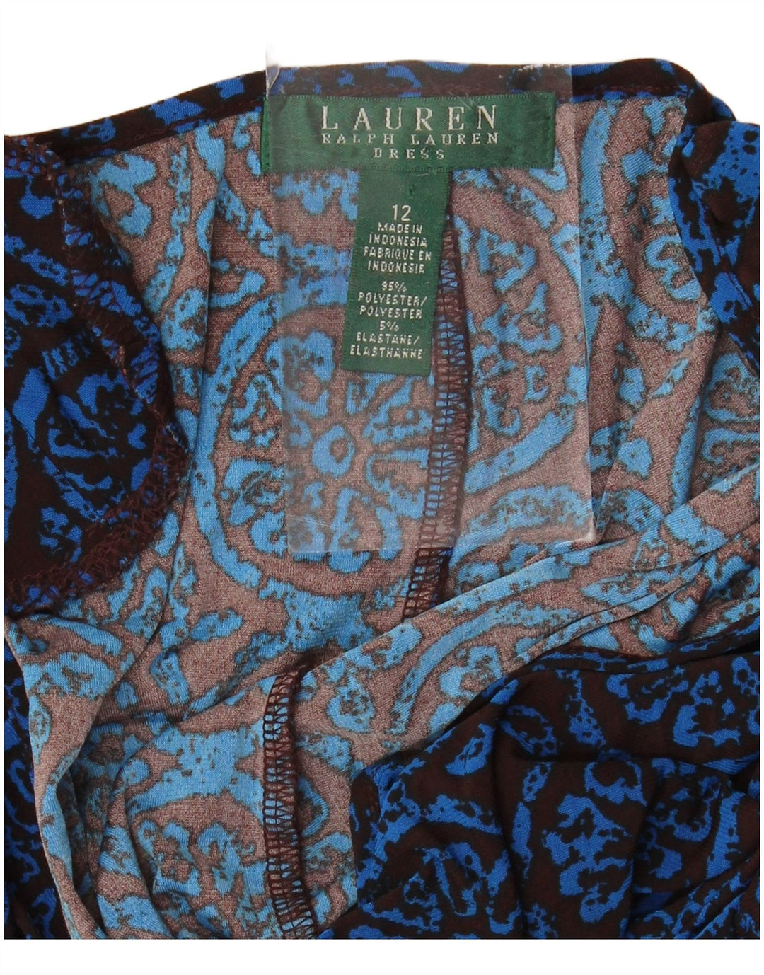 RALPH LAUREN Vestido sin mangas para mujer US 12 grande azul floral