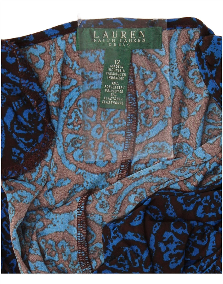 RALPH LAUREN Vestido sin mangas para mujer US 12 grande azul floral