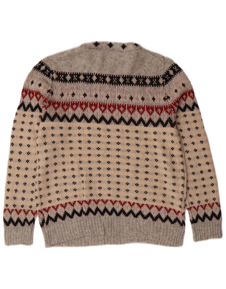 J. CREW Suéter tipo jersey con cuello redondo para mujer Reino Unido 12 Gris medio Fair Isle