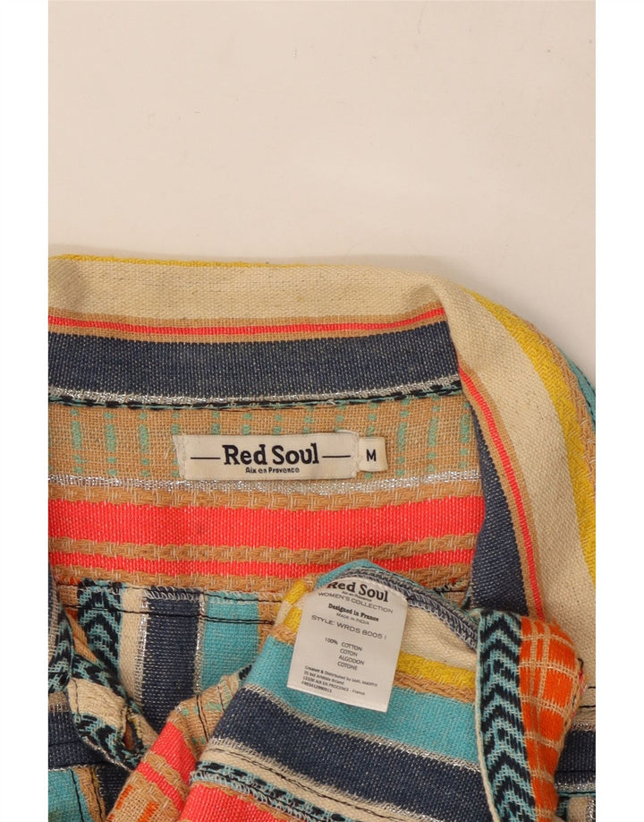 VINTAGE Chaqueta utilitaria para mujer Reino Unido 12 Algodón a rayas multicolor medio