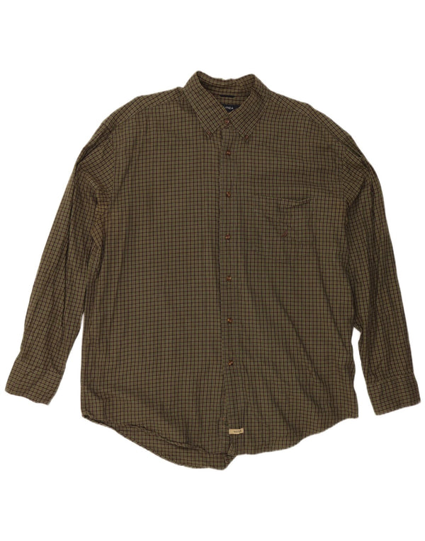 Nautica Camisa de franela para hombre XL Algodón a cuadros caqui