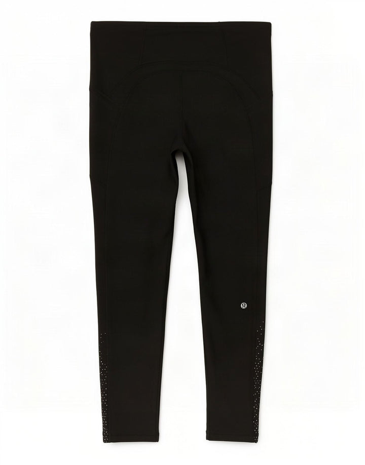 Lululemon Leggings cortos para mujer US 10 grande negro manchado