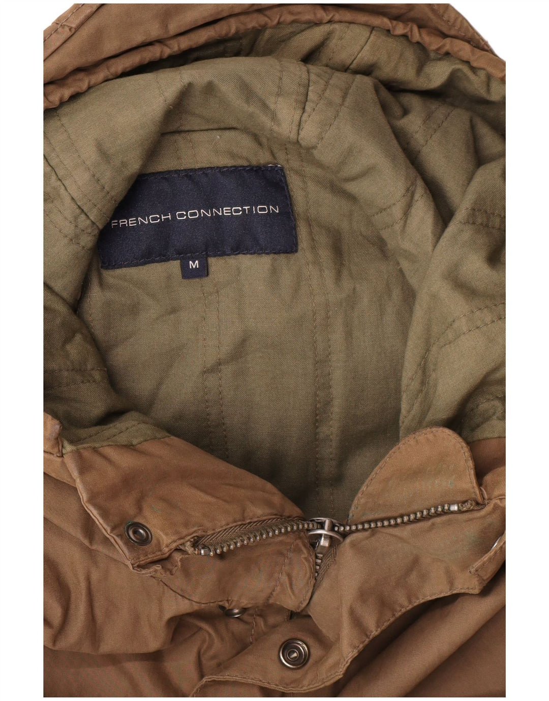 French Connection Chaqueta cortavientos con capucha para hombre UK 38 Marrón medio