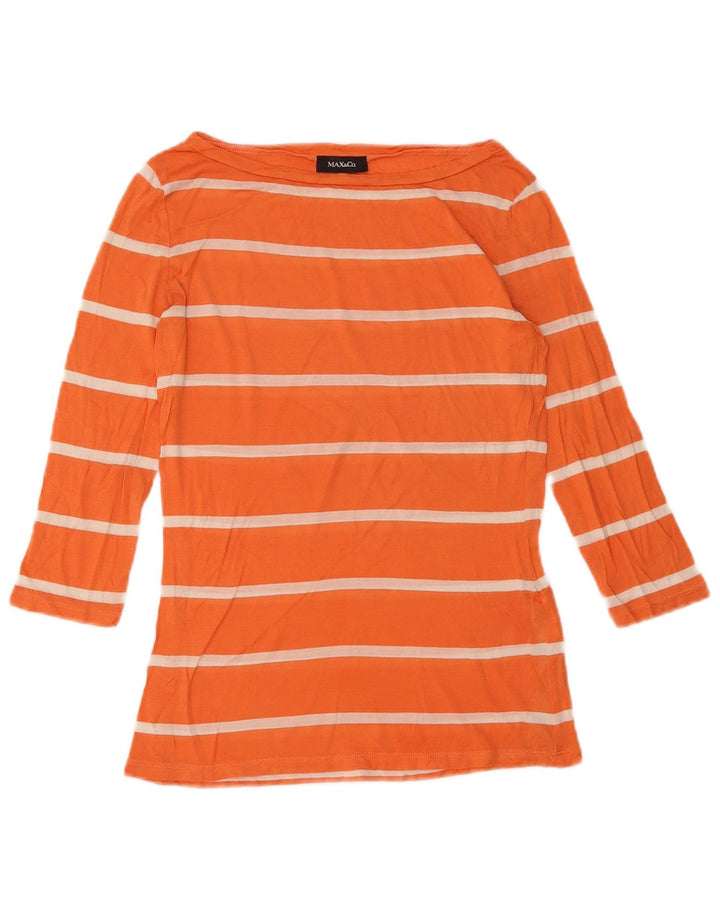 Max & Co. Top para mujer manga 3/4 UK 10 Small Orange Stripe Silk