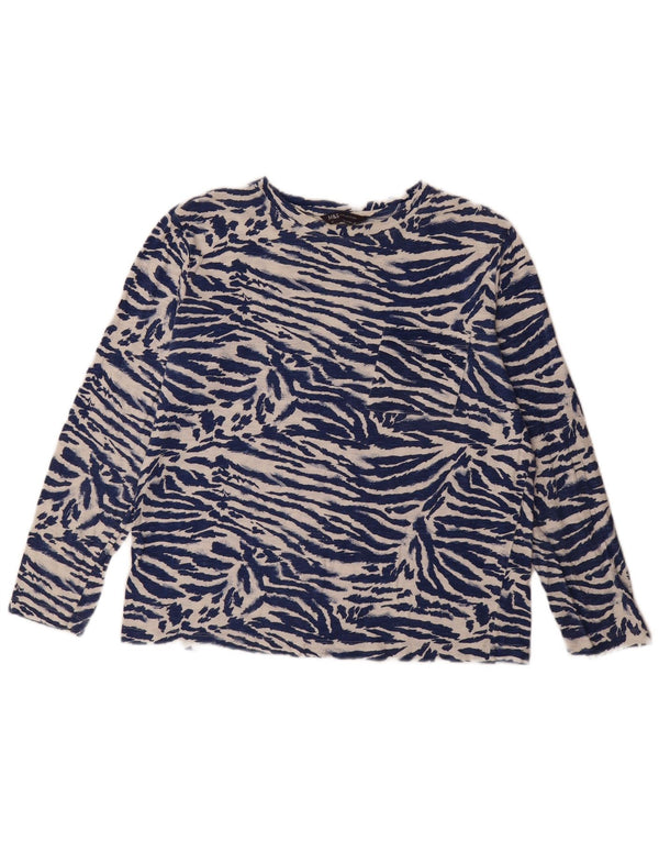 Marks & Spencer Top para mujer de manga larga UK 42 Estampado animal azul marino mediano