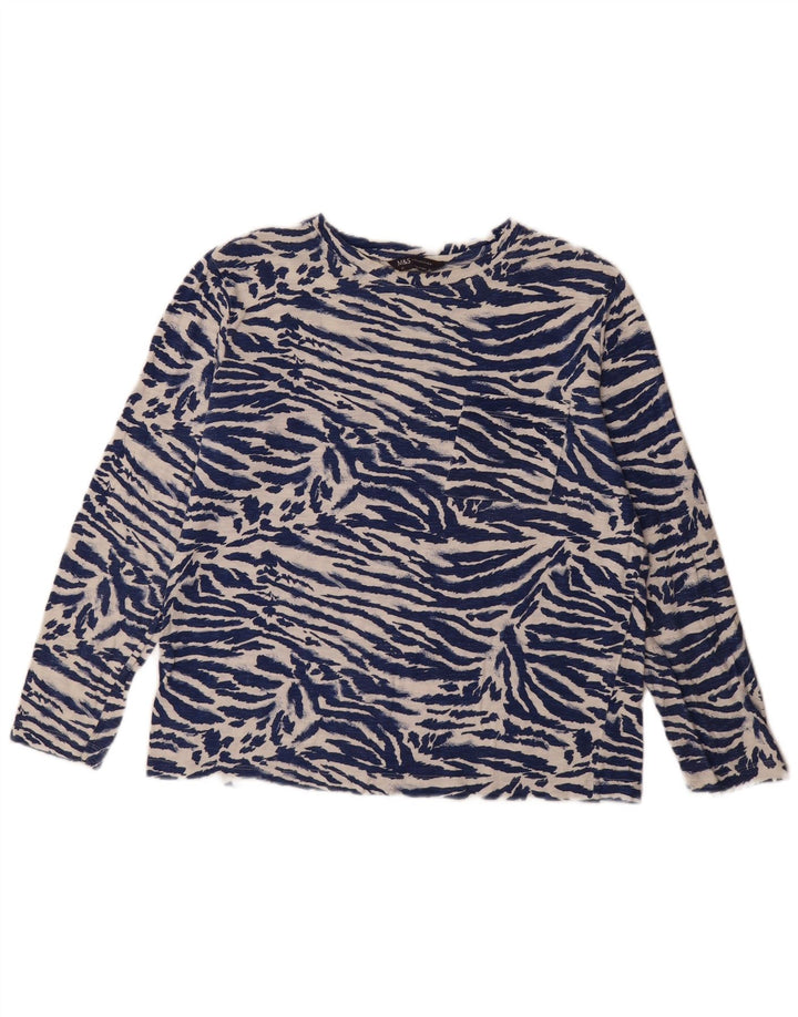Marks & Spencer Top para mujer de manga larga UK 42 Estampado animal azul marino mediano