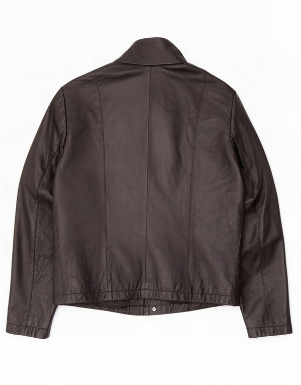 Chaqueta de cuero vintage para mujer IT 48 XL Negro