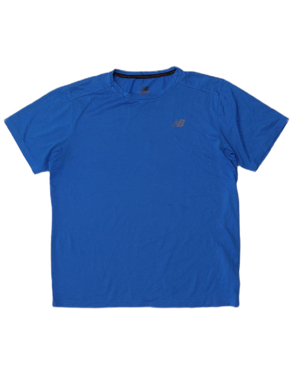 New Balance Hombre Camiseta Top Medium Azul Pinstripe Poliéster