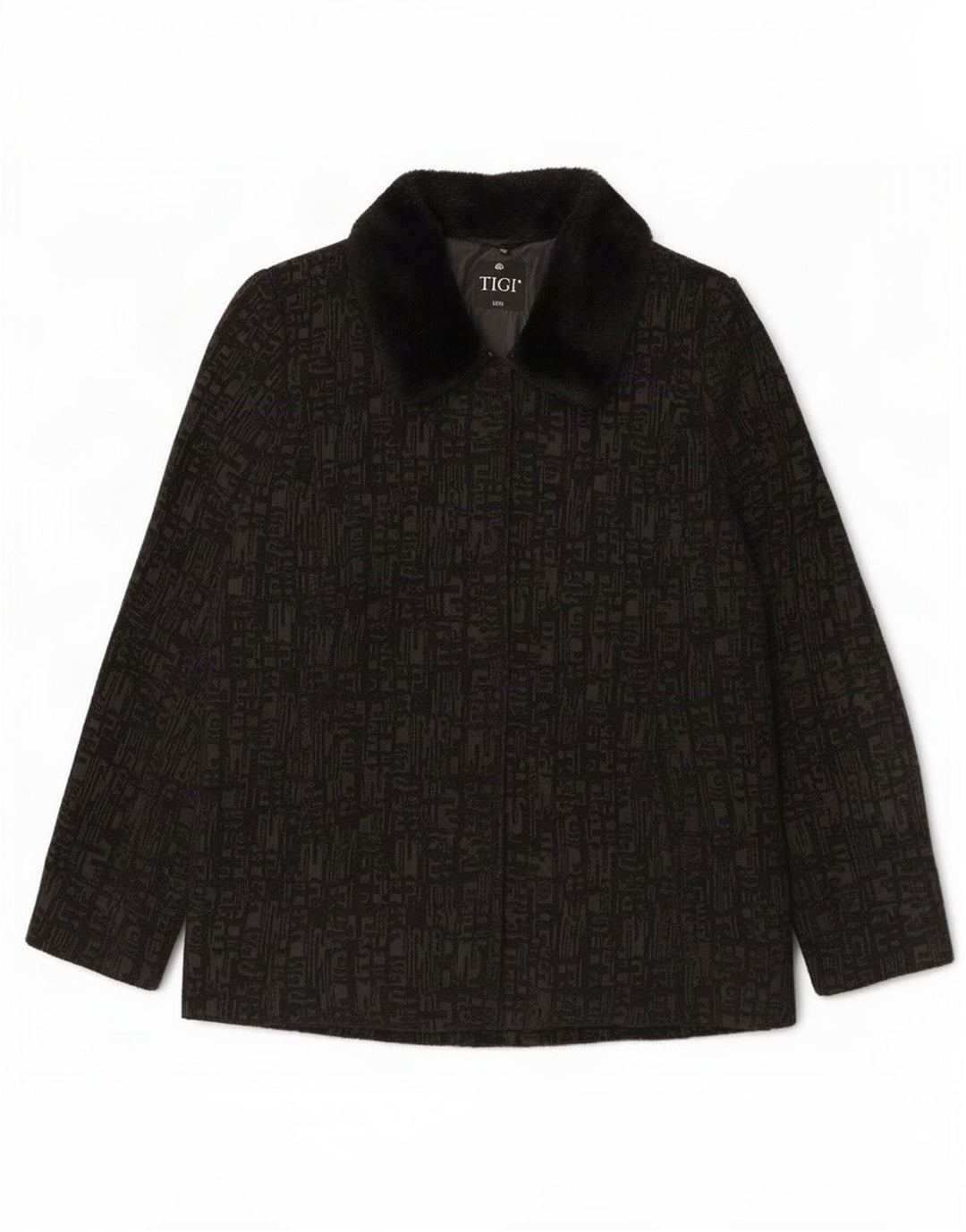 Tigi Chaqueta Bomber para Mujer UK 40/16 Grande Poliéster Geométrico Negro