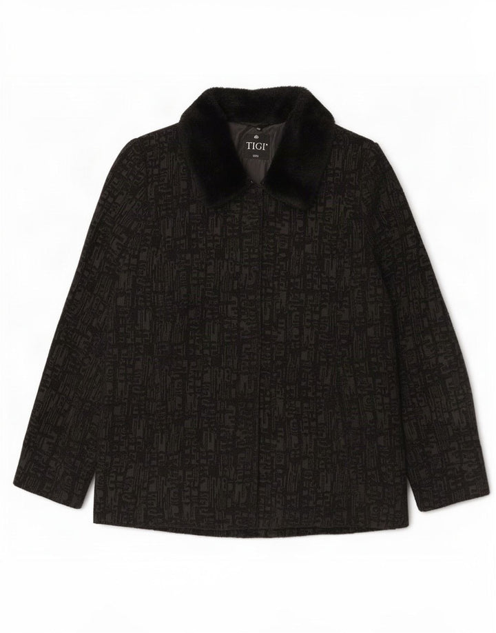 Tigi Chaqueta Bomber para Mujer UK 40/16 Grande Poliéster Geométrico Negro