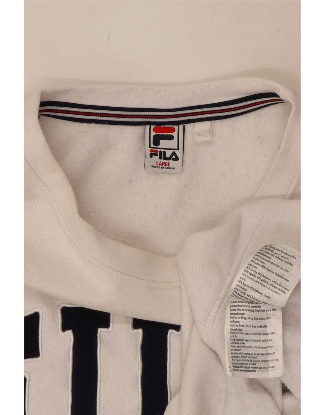 Fila Hombre Graphic Sudadera Jumper Grande Algodón Blanco
