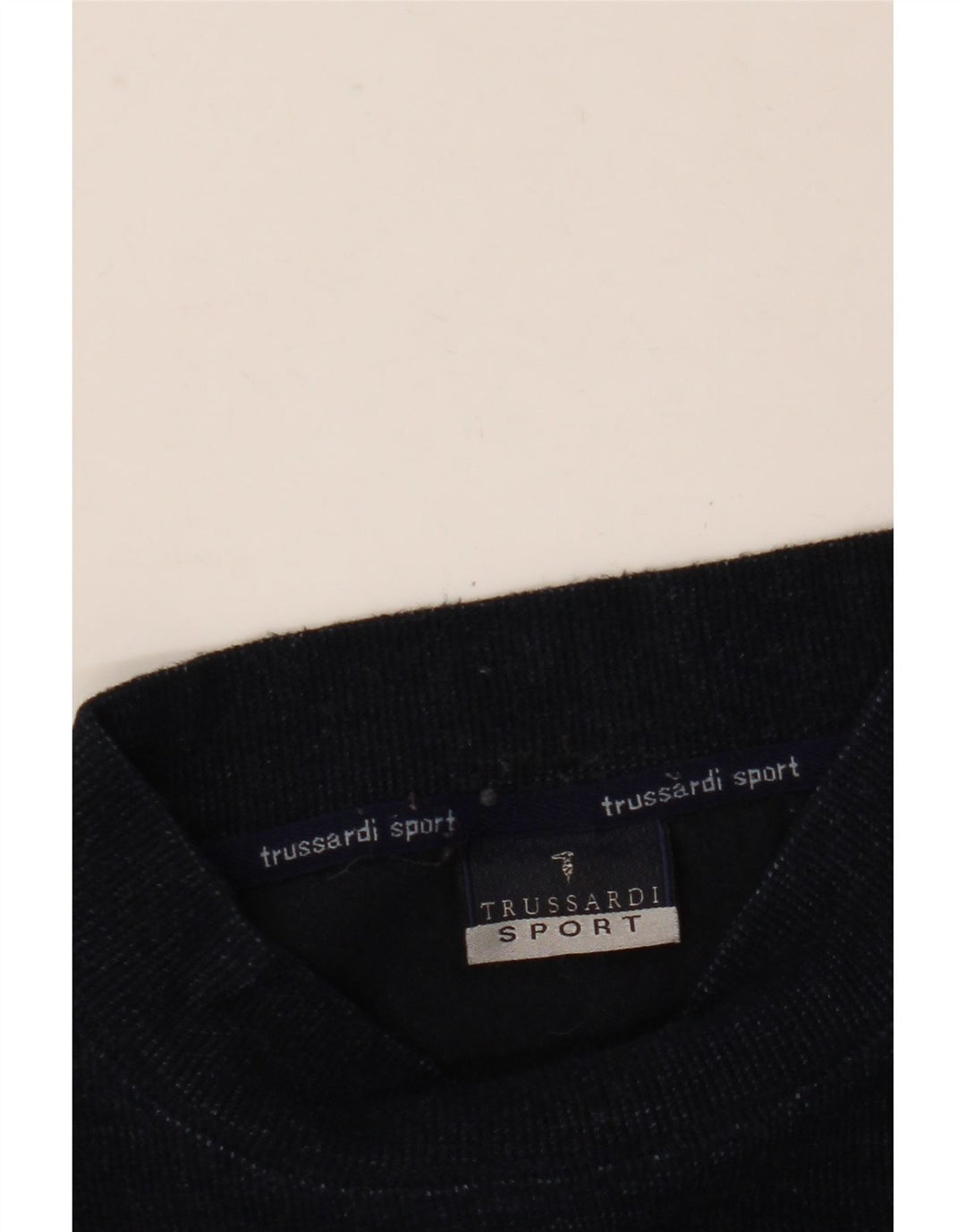 TRUSSARDI Jersey con cuello de tortuga gráfico para hombre, suéter grande de lana azul marino