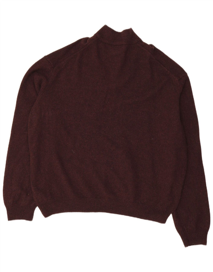 MARKS & SPENCER Jersey con cuello y cremallera para hombre 4XL Lana burdeos