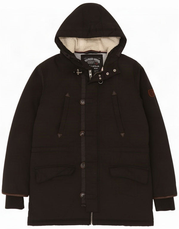 Tommy Hilfiger Parka con capucha para hombre EU 38 Medium Black Nylon