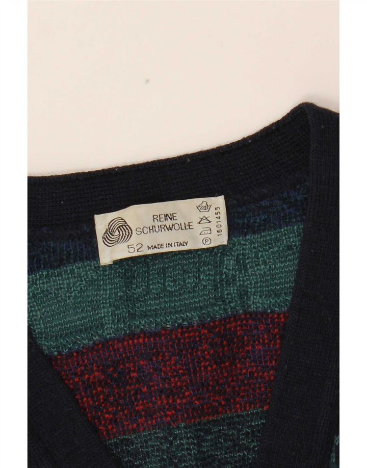 Vintage hombres Cardigan suéter IT 52 gran lana geométrica multicolor