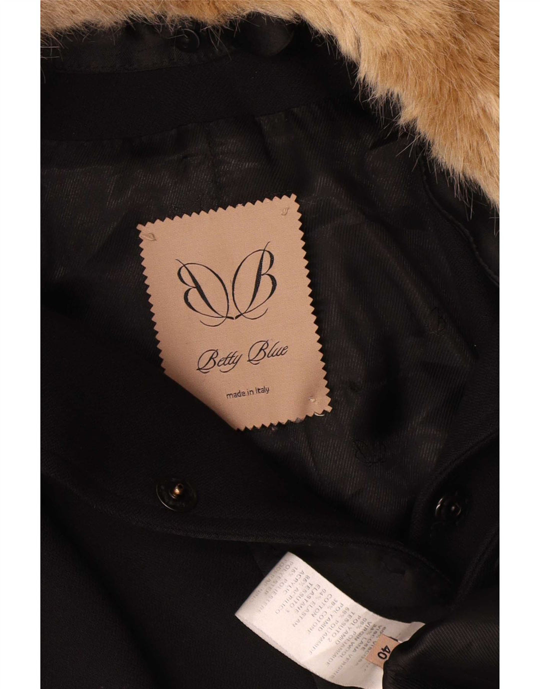 Abrigo vintage para mujer IT 40 Viscosa negra pequeña