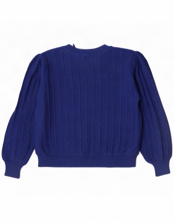 Suéter vintage con cuello barco para mujer UK 46 Azul grande