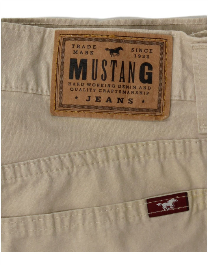 MUSTANG Mens Casual Shorts W34 Large  Beige Cotton