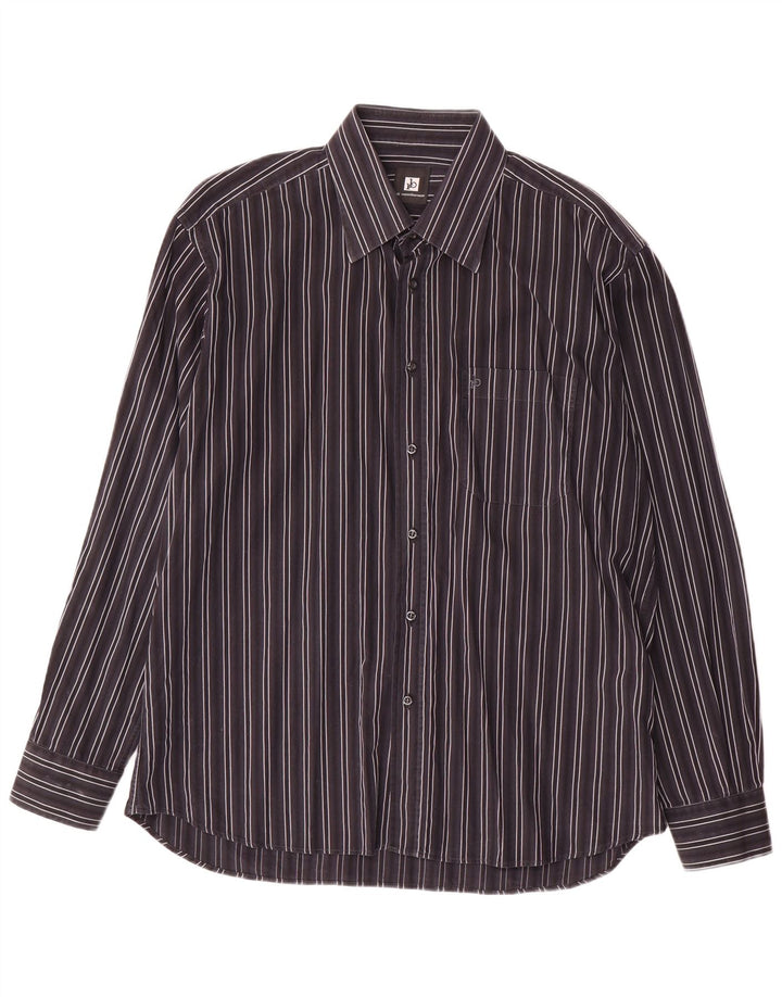 Camisa Roccobarocco Hombre Talla 43 17 XL Algodón Rayas Gris