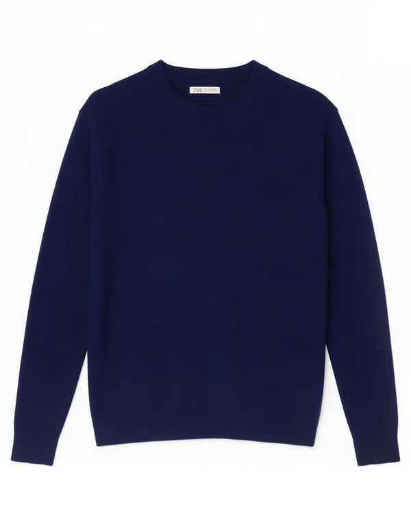 Zara - Jersey con cuello redondo para mujer, talla 40, talla grande, color azul marino