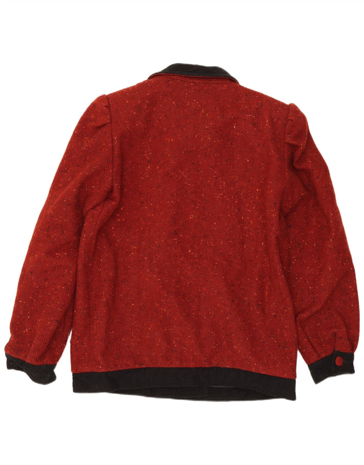 Vintage mujer bomber chaqueta Reino Unido 16 grande borgoña moteado