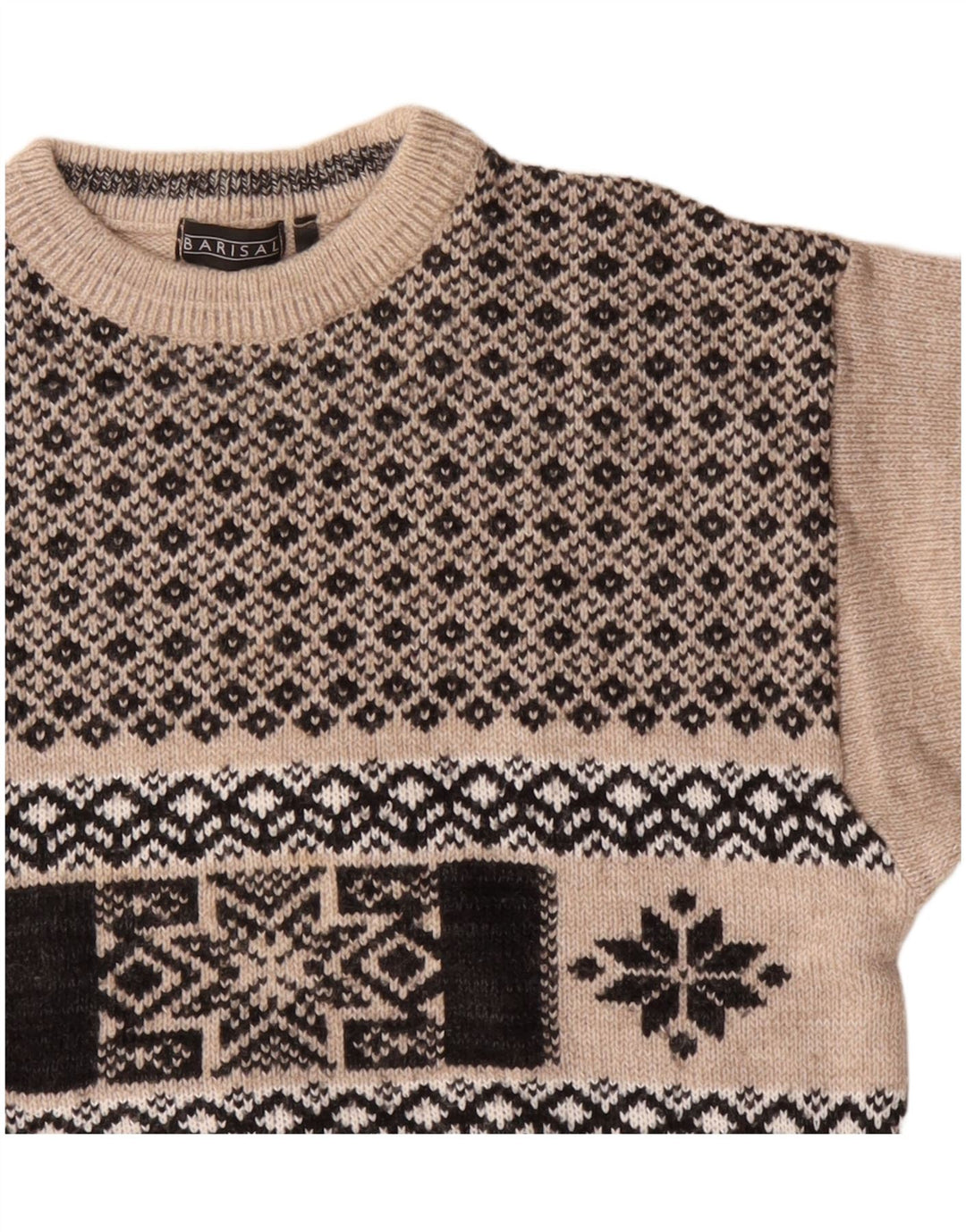 Barisal Hombre Jersey Con Cuello Barco Jersey Medio Beige Fair Isle Poliacrílico