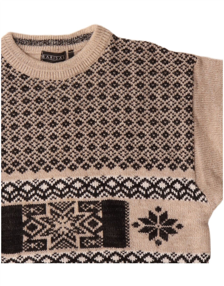 Barisal Hombre Jersey Con Cuello Barco Jersey Medio Beige Fair Isle Poliacrílico