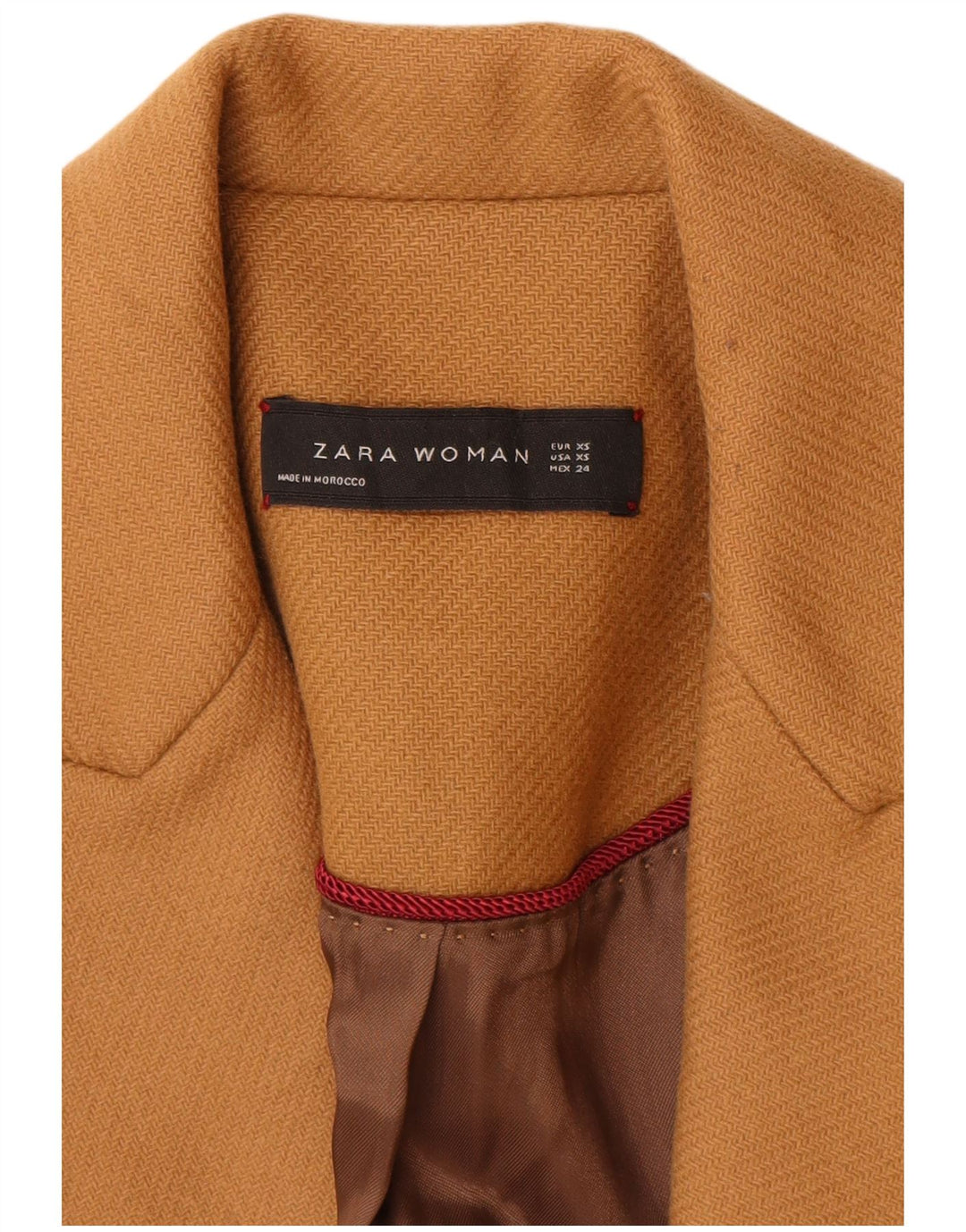 Zara Mujer Abrigo UK 6 XS Lana Marrón