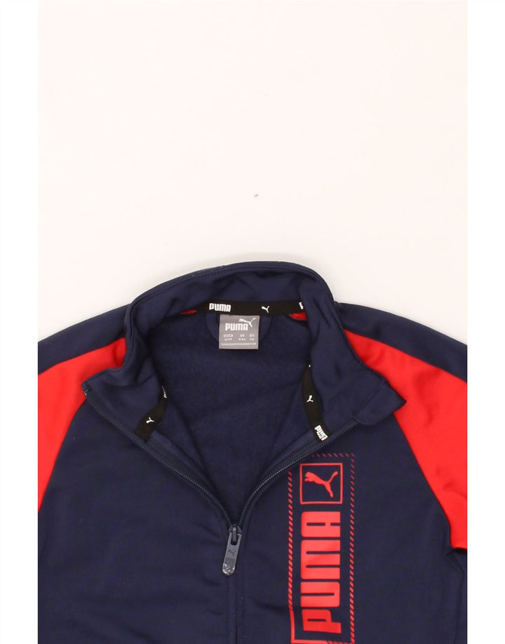 PUMA Boys Graphic Tracksuit Top Jacket 5-6 Years Navy Blue Colourblock Vintage Puma and Second-Hand Puma from Messina Hembry 