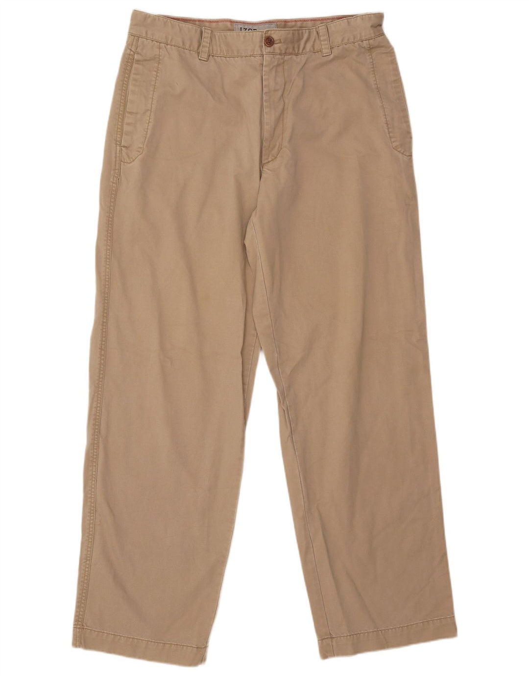 IZOD Pantalón chino recto para hombre W36 L34 Algodón beige