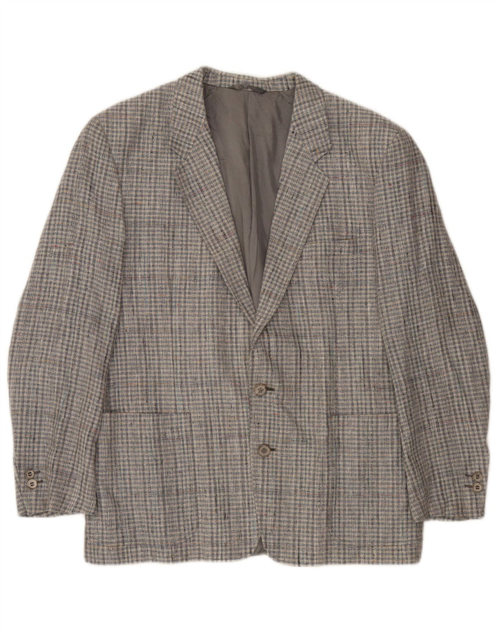 Vintage hombres 2 botones Blazer chaqueta IT 48 gris medio comprobar viscosa