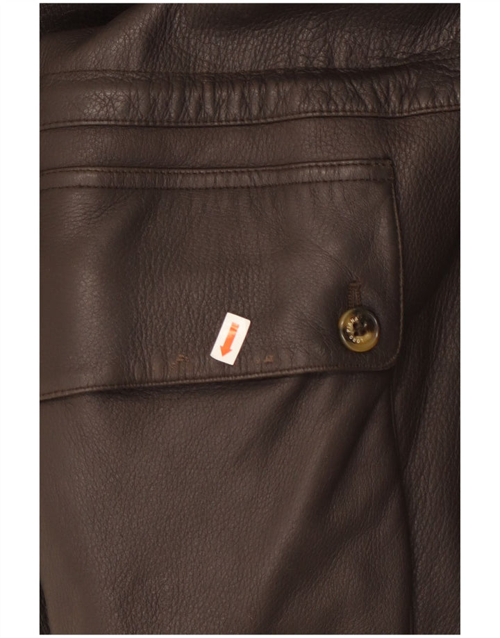 Loro Piana Chaqueta de cuero para hombre UK 44 2XL Cuero marrón