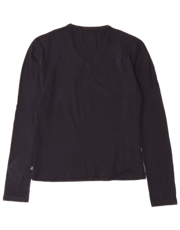 CALVIN KLEIN JEANS Top Mujer Manga Larga UK 42 Medio Azul Marino Poliamida