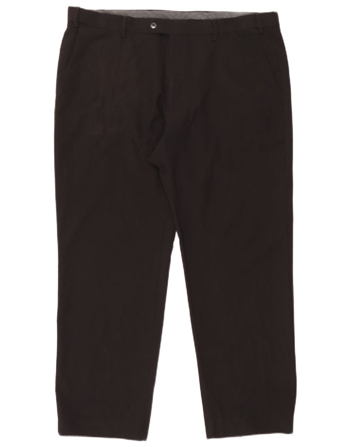 Marks & Spencer Pantalón de traje recto para hombre W40 L29 Poliéster negro