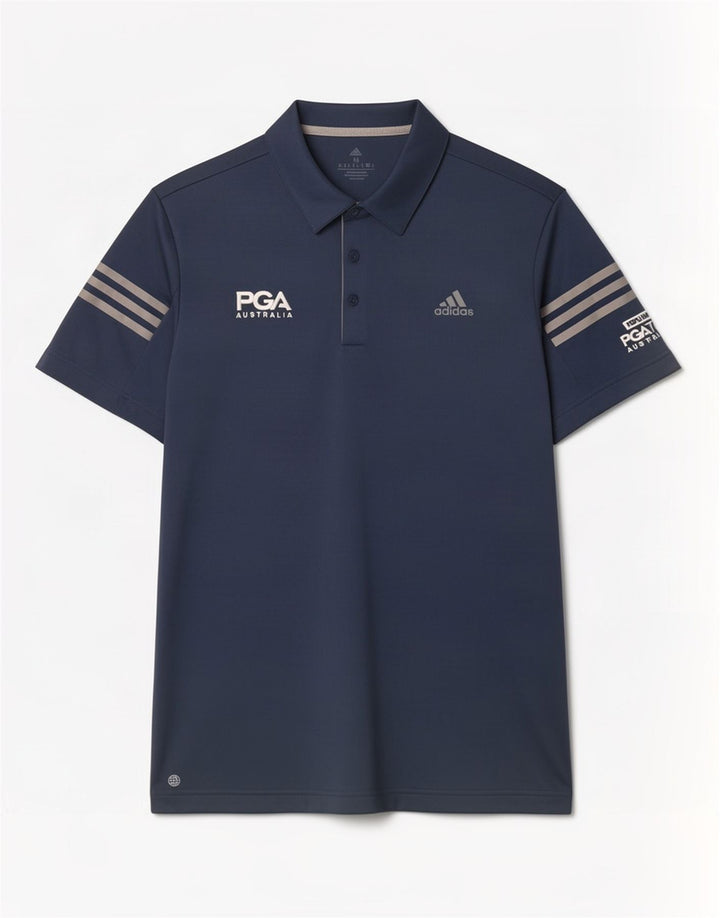 Adidas Polo gráfico para hombre Poliéster azul marino mediano