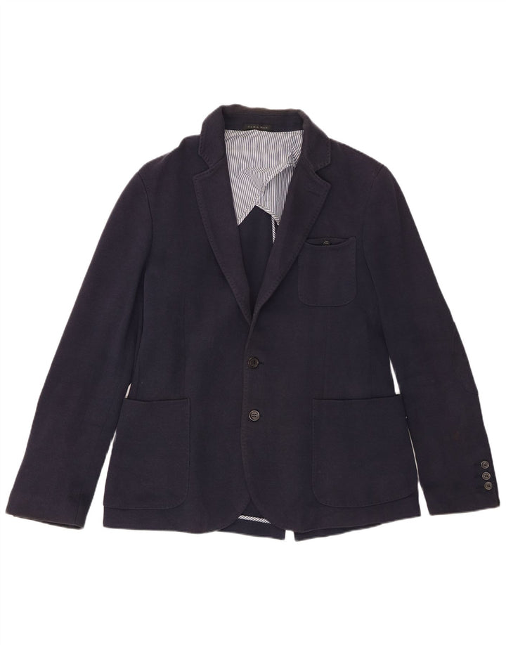 Zara Chaqueta tipo blazer de 2 botones para hombre EU 50 Mediana Azul marino Algodón