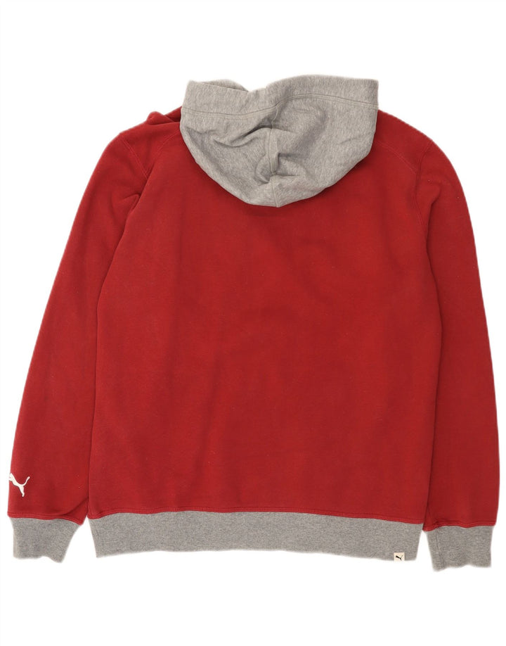 Puma Hombre Sudadera Con Capucha Gráfica De Algodón Color Block Rojo Medio
