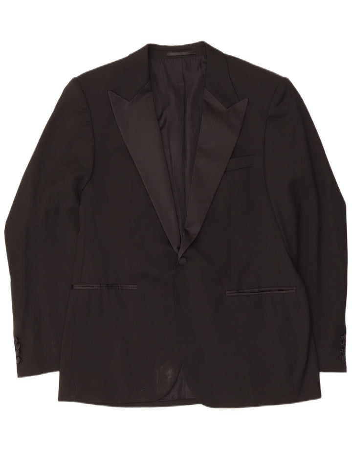 Hugo Boss Chaqueta tipo blazer con 1 botón para hombre UK 50 Large Lana virgen negra