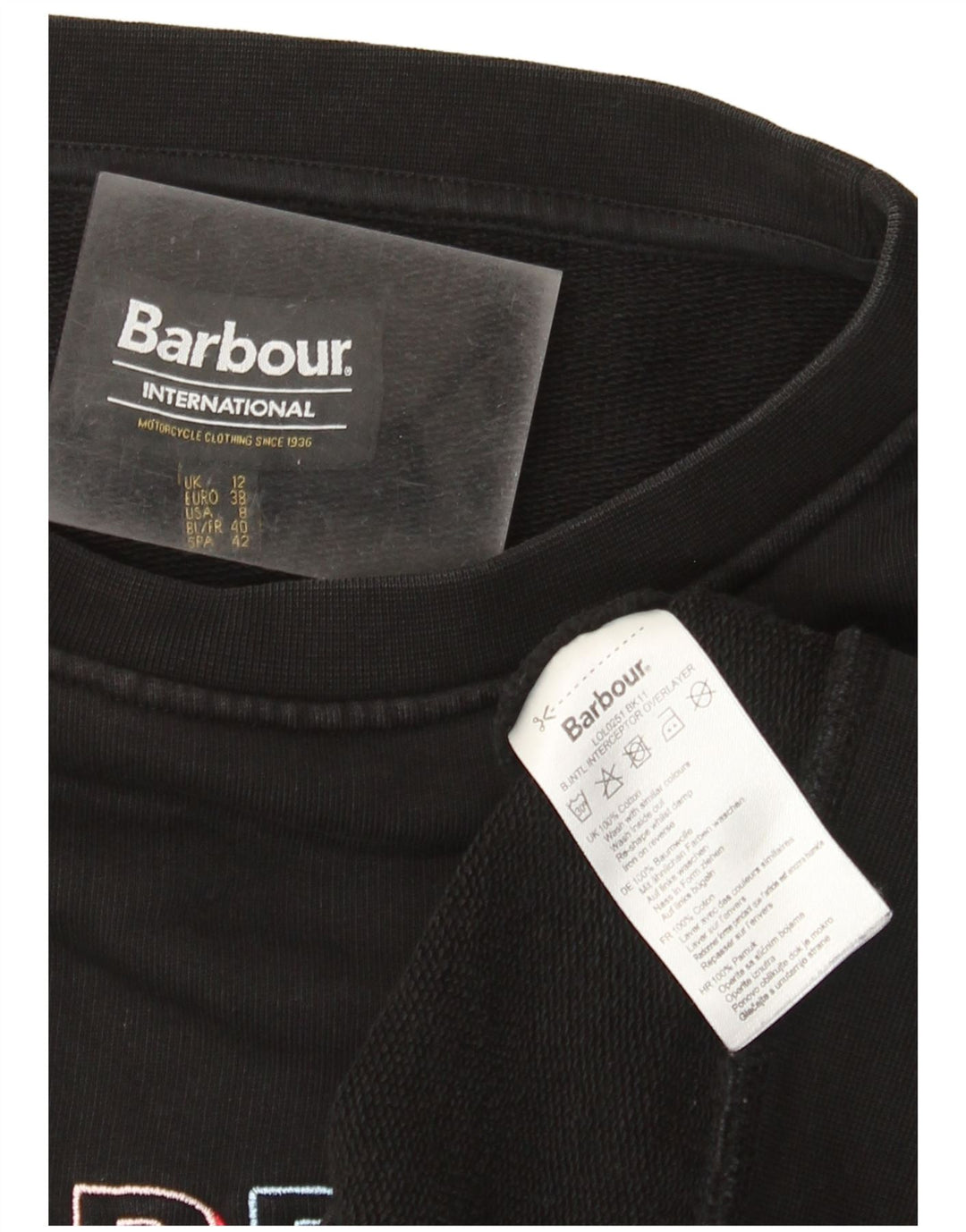 Barbour - Sudadera gráfica para mujer, talla 40, talla mediana, algodón negro